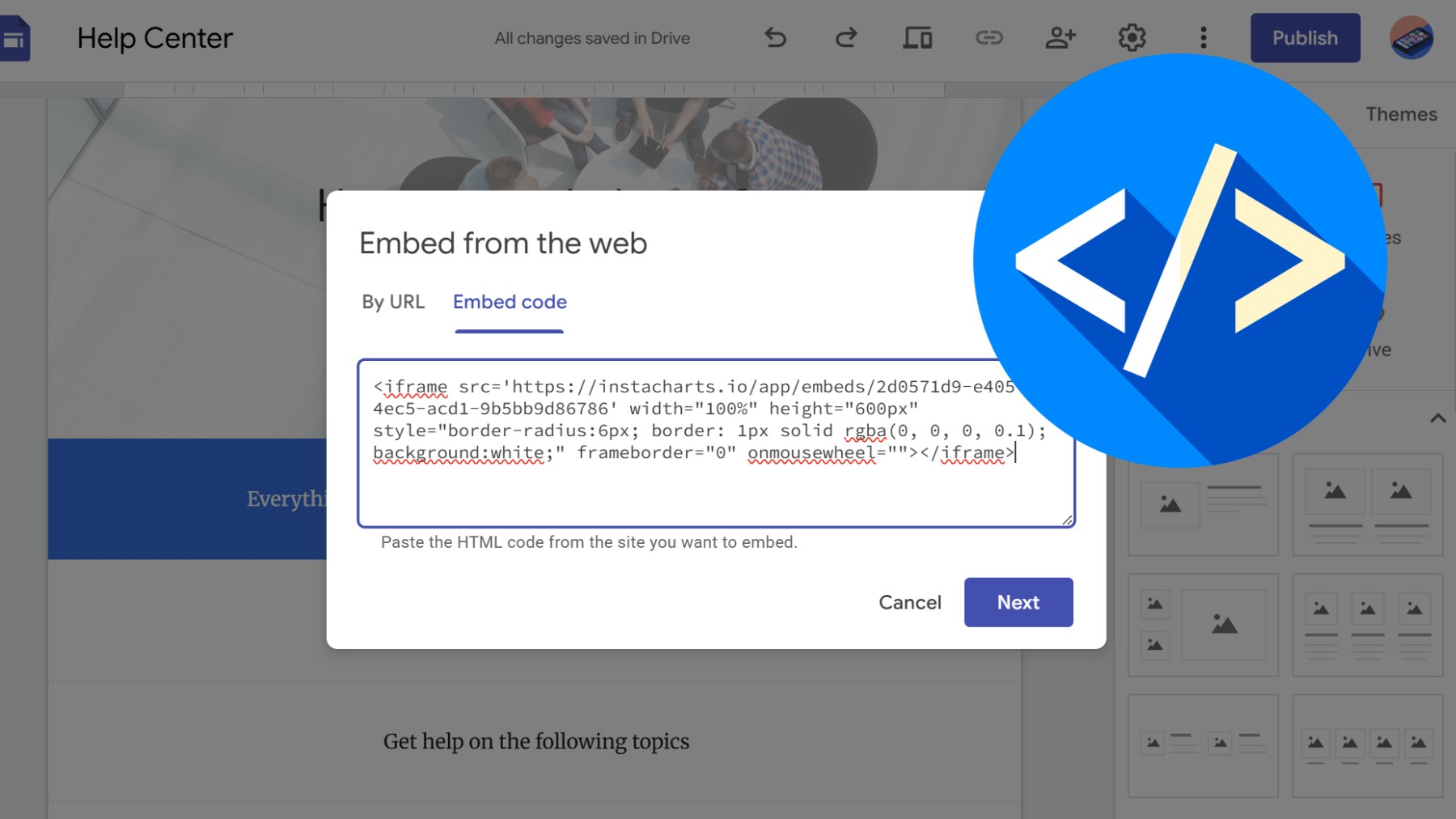 How to embed an interactive chart