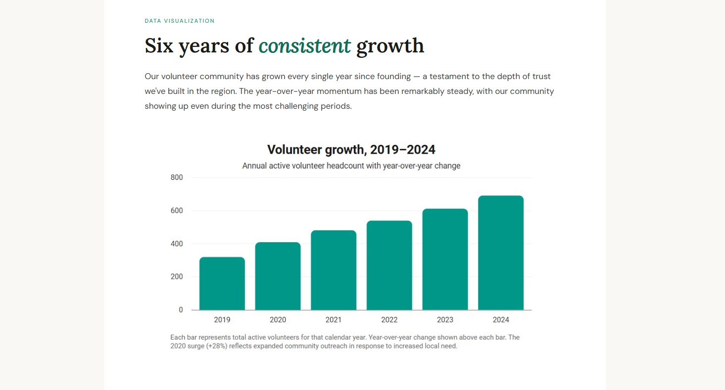 Nonprofit charts embedded in annual report