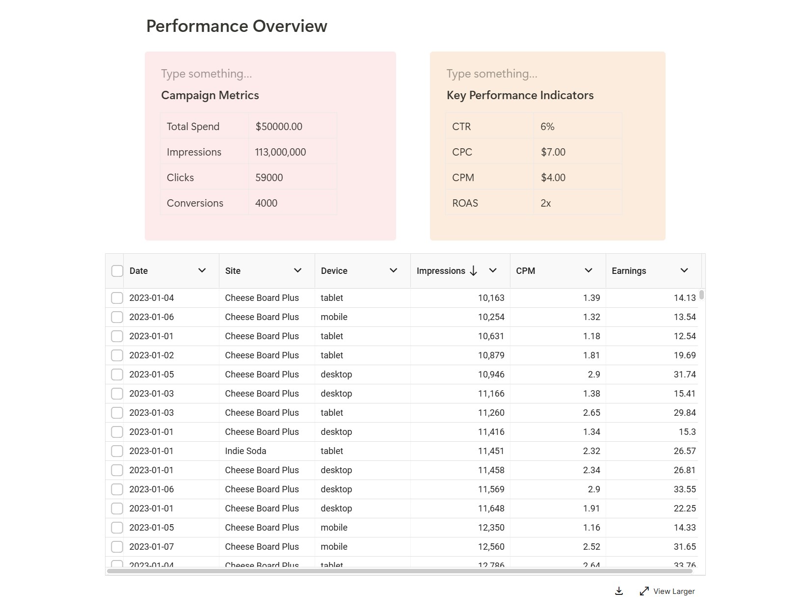 Embedding dataset into a notion report