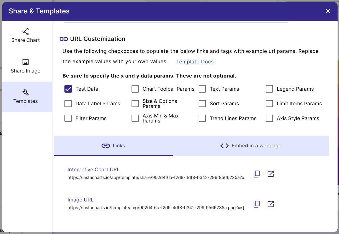 Copy the chosen template URL to your favorite editor to further refine it