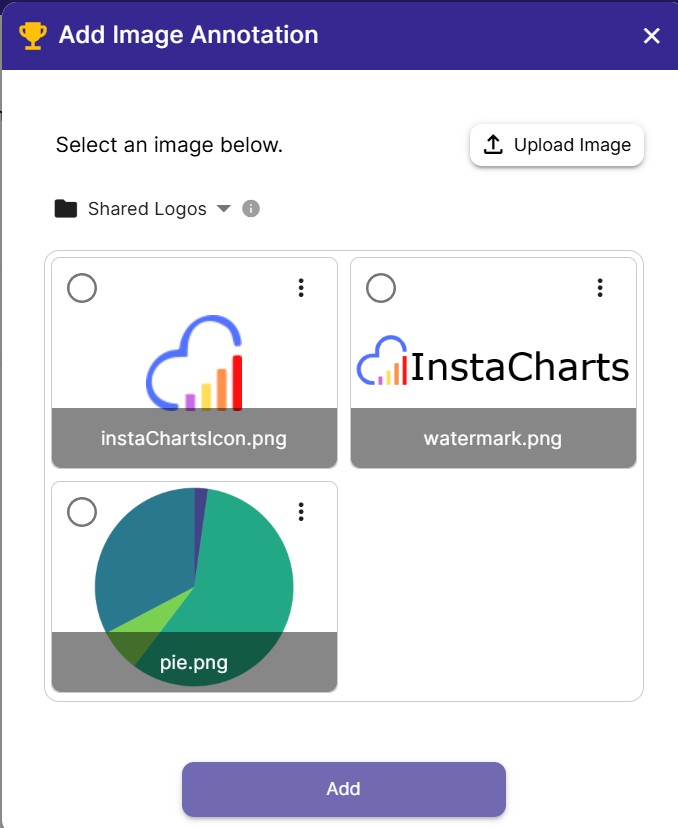 Three images have been uploaded to the shared logo folder.