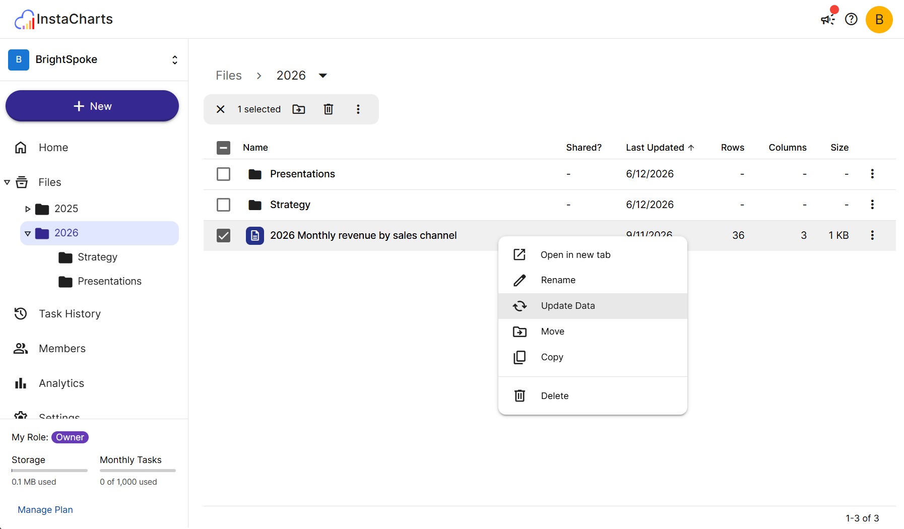 Update Sheet Data from the workspace right click menu. The same action is available under the Sheet Menu.
