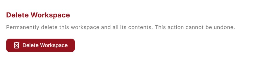 Delete your workspace from the bottom of the Workspace Settings page.