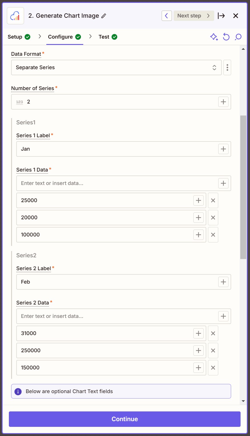 Creating a stacked bar chart using series.